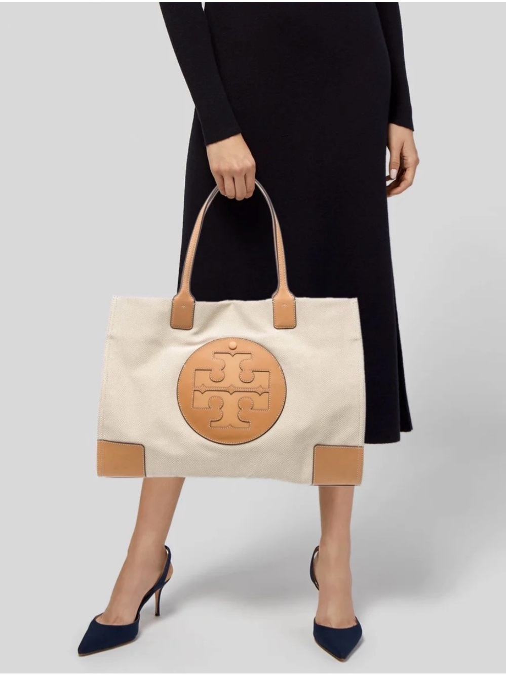 Tory Burch Ella Canvas Tote leather